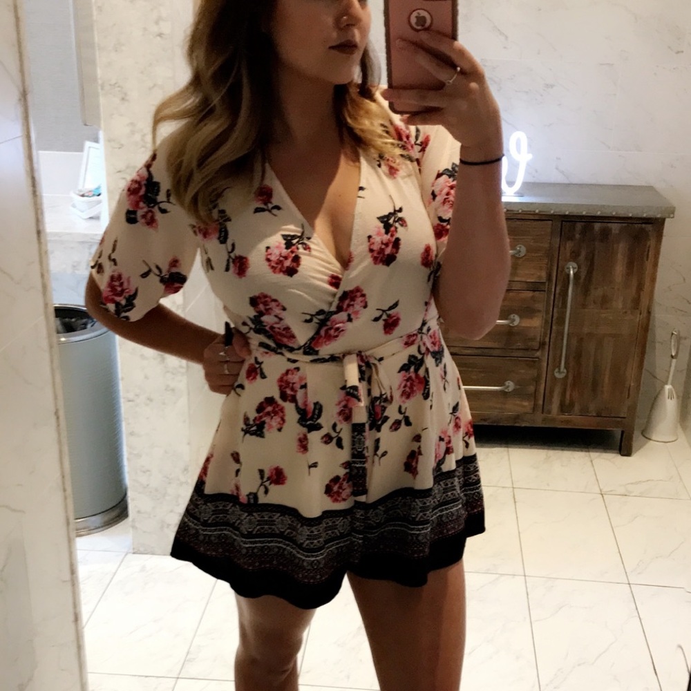 Pink floral Romper